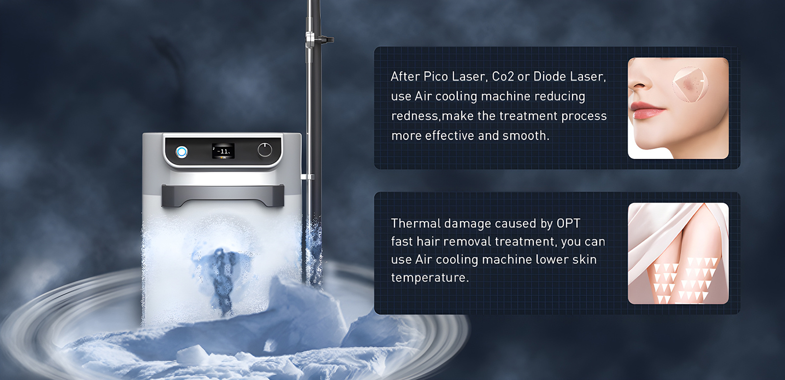 Máy thổi lạnh Cooling Sanhe Ứng Dụng Trong Da Liễu Thẩm Mỹ