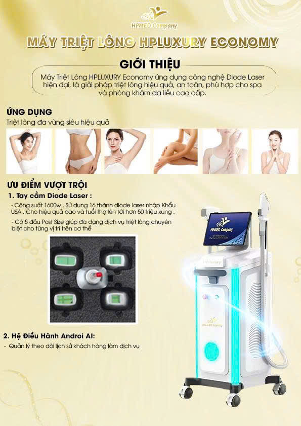 Máy Triệt Lông HPLUXURY 💎 Bước Tiến Mới Của Công Nghệ AI Trong Thẩm Mỹ Hiện Đại 20 Máy Triệt Lông Diode Laser HPLUXURY ECONOMY - 01