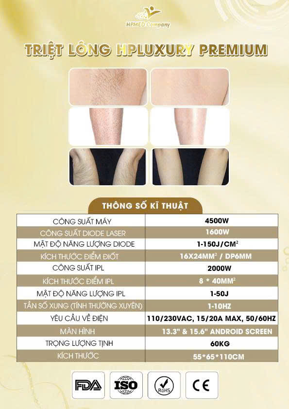 Máy Triệt Lông HPLUXURY 💎 Bước Tiến Mới Của Công Nghệ AI Trong Thẩm Mỹ Hiện Đại 19 Máy Triệt Lông Diode Laser HPLUXURY PREMIUM - 02