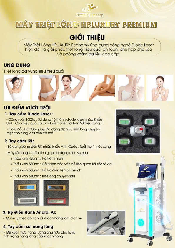 Máy Triệt Lông HPLUXURY 💎 Bước Tiến Mới Của Công Nghệ AI Trong Thẩm Mỹ Hiện Đại 18 Máy Triệt Lông Diode Laser HPLUXURY PREMIUM - 01